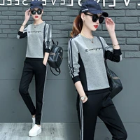 fashion casual sports suit womens autumn winter korean sportssuit female pocket long sleeved running two piece sets top pants