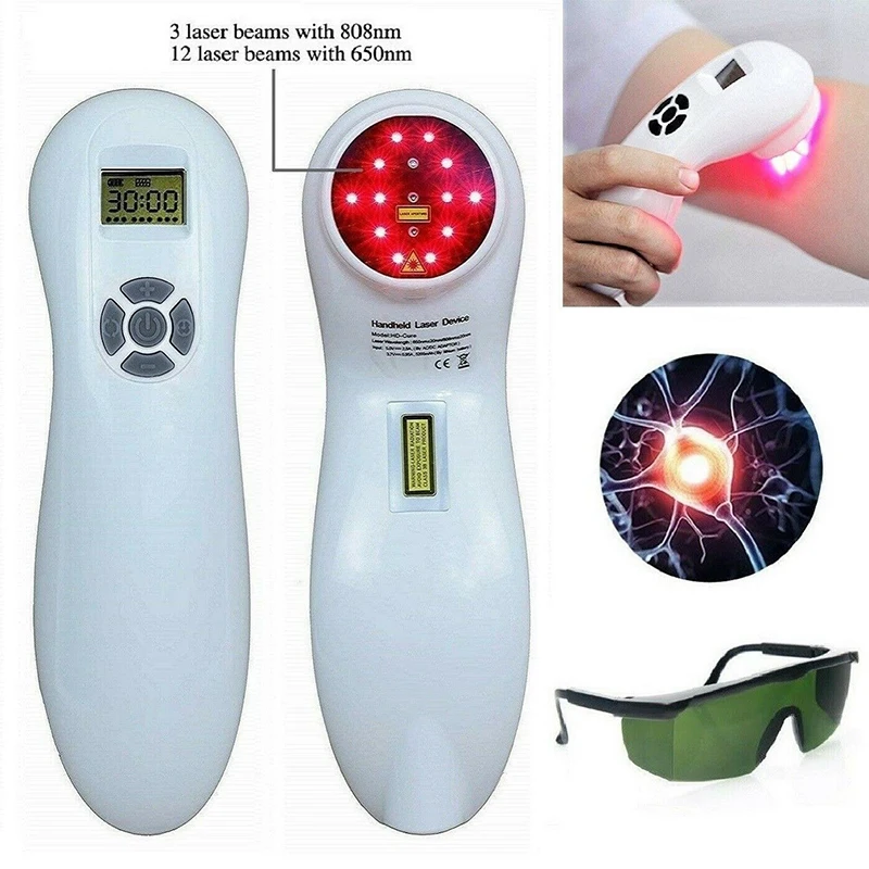 

New Upgraded Cold Red Light Therapy Hand Held Device for Pain Relief 650nm and 808nm Pulse Laser Pain Remover Muscular Terapia