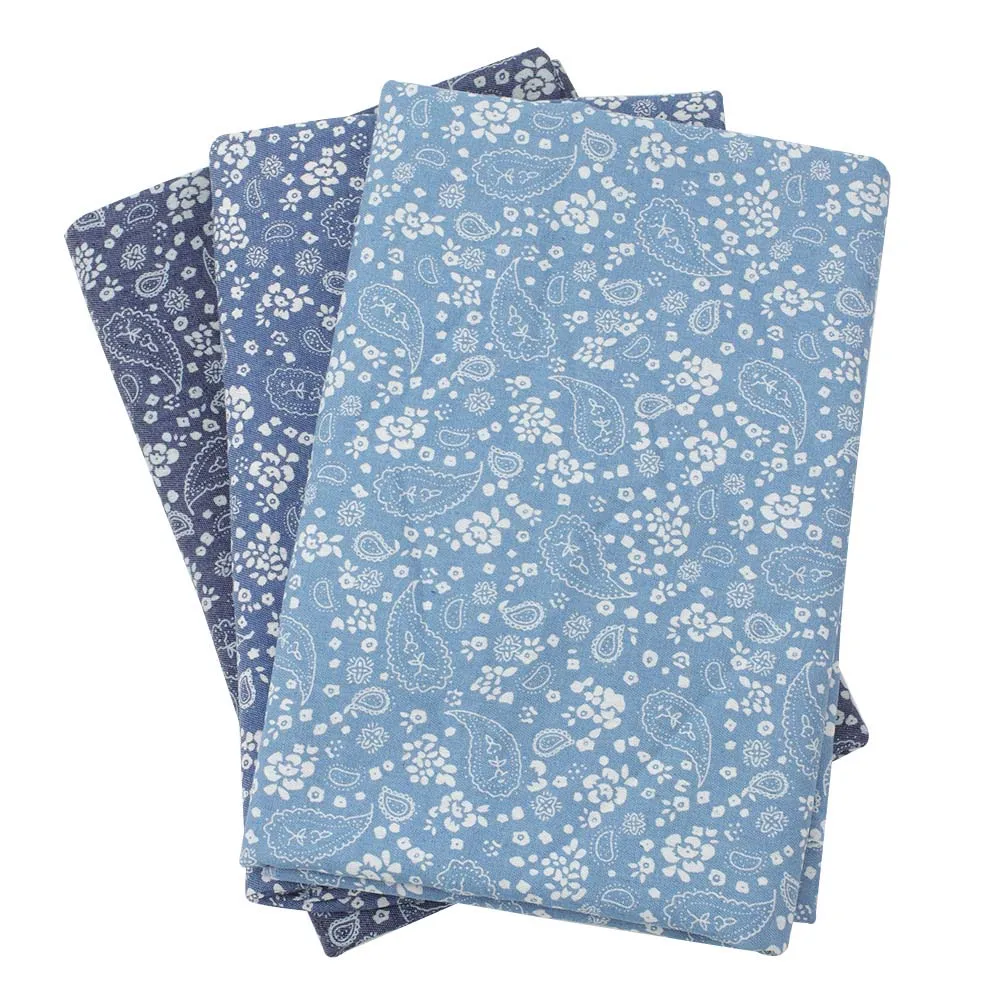 Джинсовая ткань на метр с цветочным узором кешью джинсовая для шитья одежды