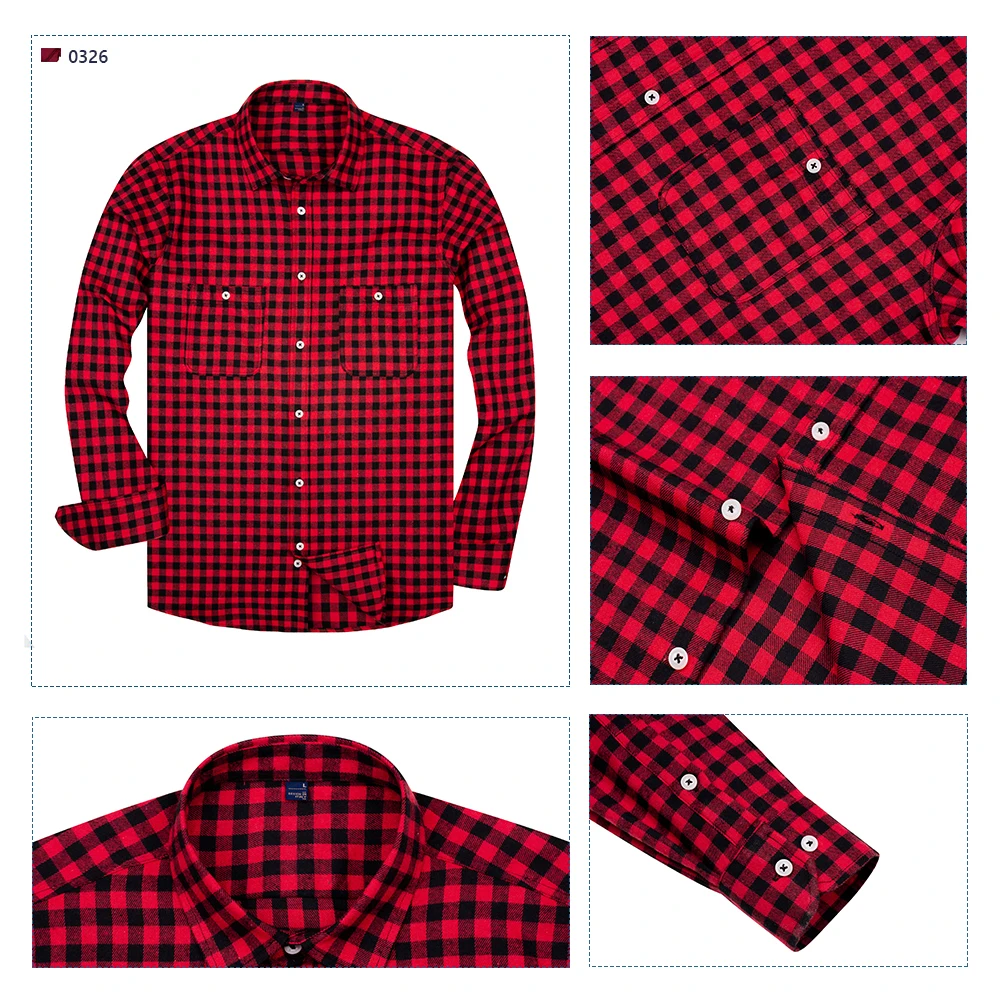 Мужская Фланелевая рубашка в клетку повседневная хлопковая с длинным рукавом