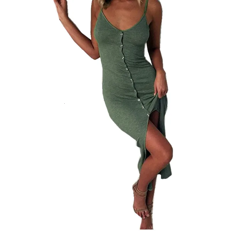 Женское летнее платье повседневное сексуальное с v образным вырезом на пуговицах