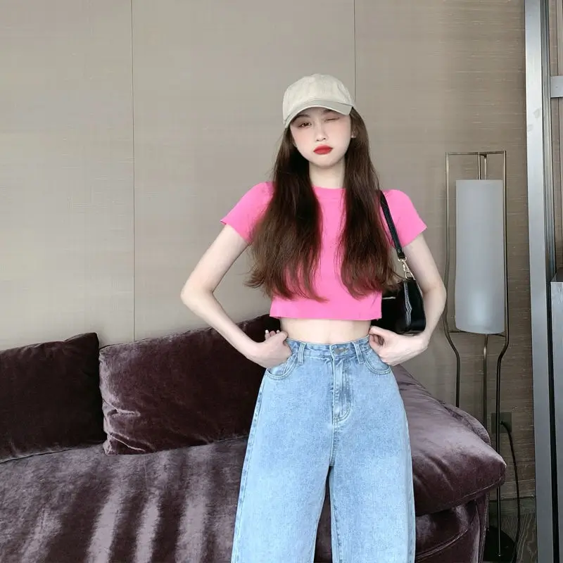 

Hole pants women's jeans spring and summer new daddy pants straight pants women's Korean students loose split floor pants trend