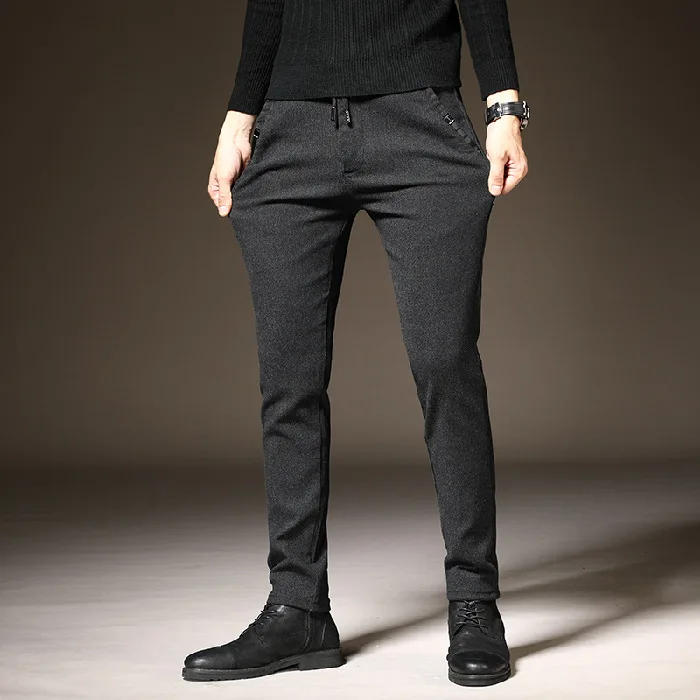

Spring Autumn Winter Classic Men's Elastic Casual Pants Mens Business Dress Slim Fit Jogger Stretch Long Trousers Male