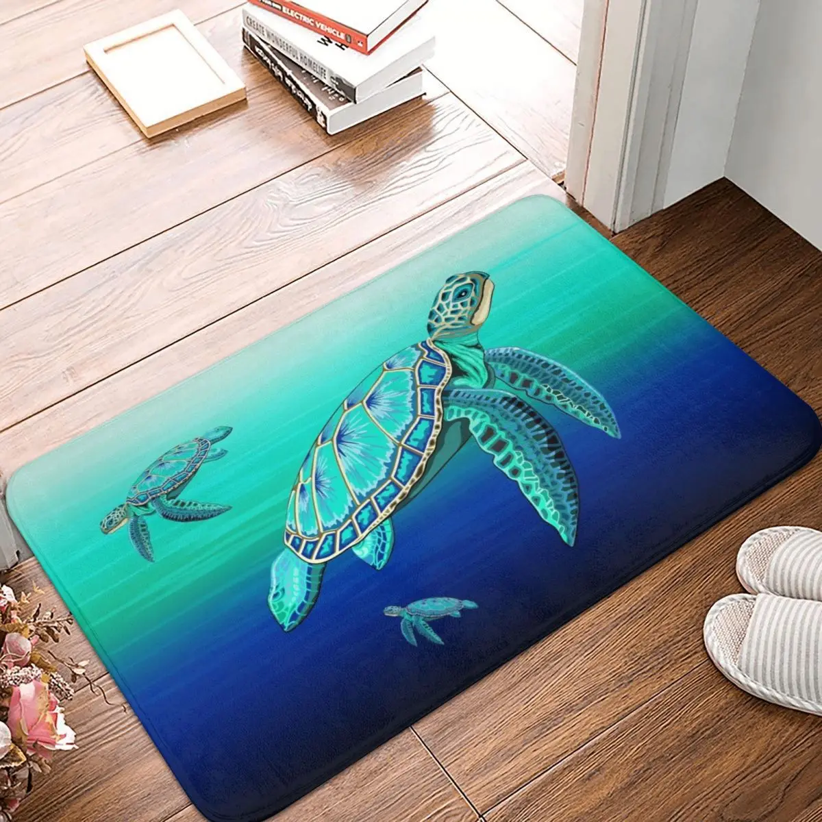 

Sea Turtle Turquoise Oceanlife Doormat Carpet Mat Rug Polyester Anti-slip Floor Decor Bath Bathroom Kitchen Balcony 40*60