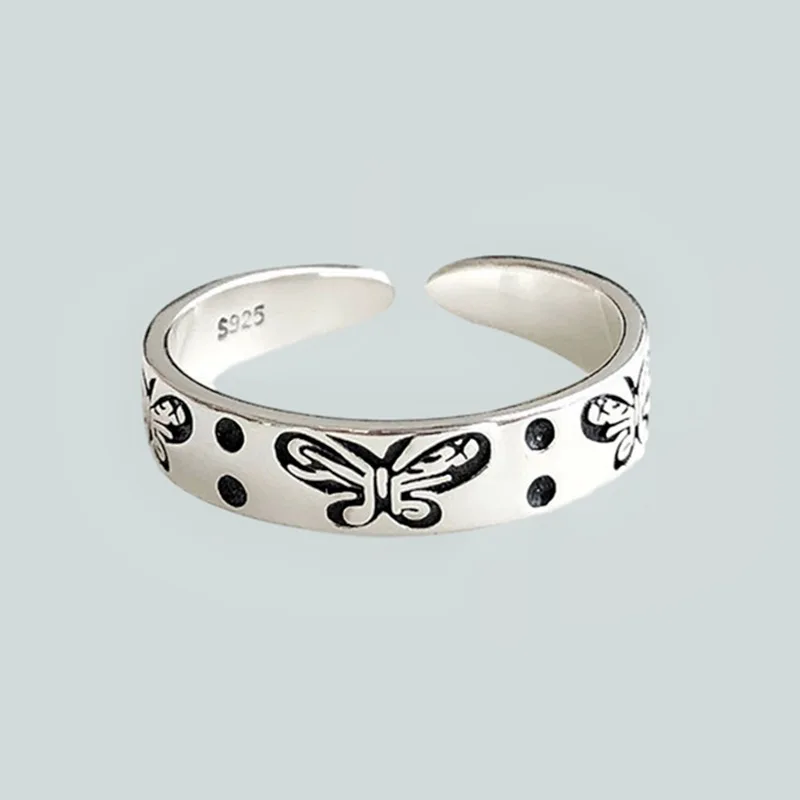 

Goth Butterfly Rings For Women Open Cuff Finger Ring Adjustable Vintage Rings Female Jewelry Anillos Bague Femme