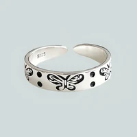 goth butterfly rings for women open cuff finger ring adjustable vintage rings female jewelry anillos bague femme