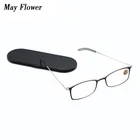 Очки для чтения May Flower, тонкие, с блокировкой сисветильник света, портативные очки для мужчин и женщин, для дальнозоркости с чехол для телефона + 3,5 + 4