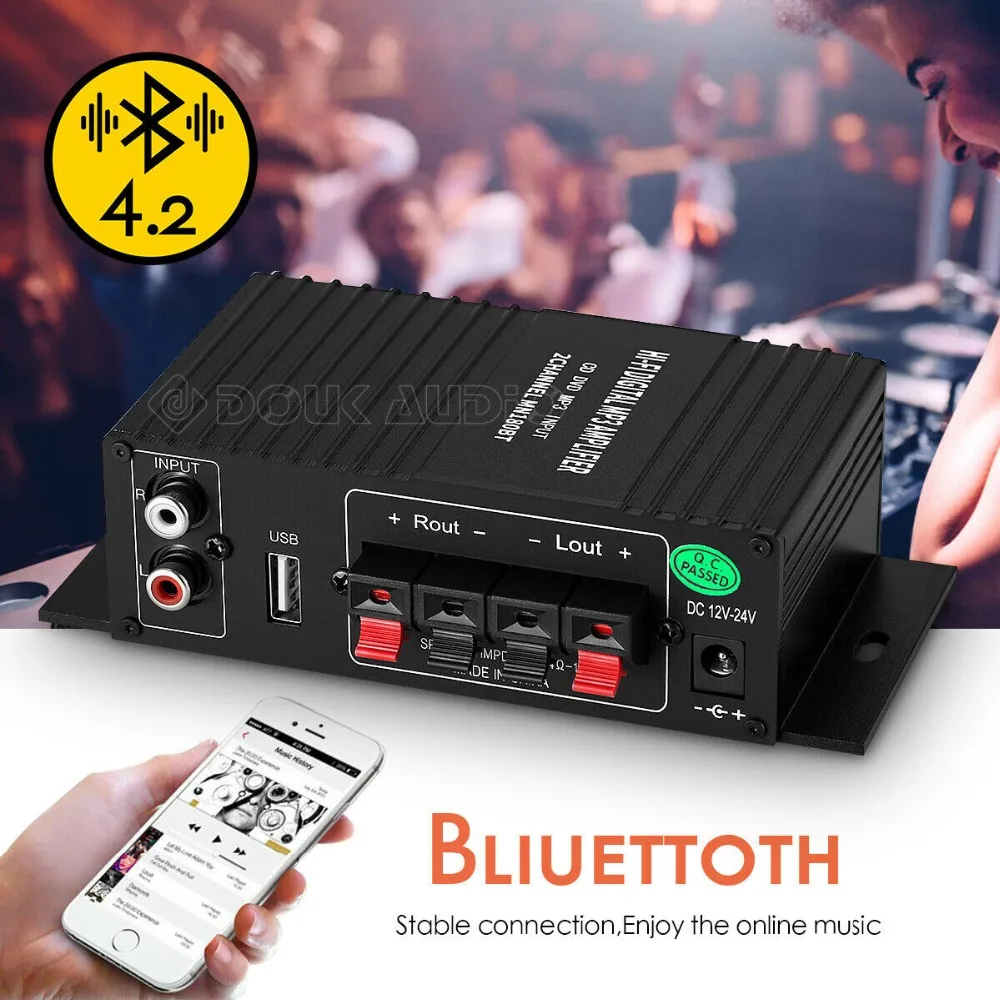 HiFi 100 Вт 2,0 канальный Bluetooth усилитель мощности стерео аудио приемник Цифровой усилитель для домашнего автомобиля морской USB музыкальный плеер ИК-пульт дистанционного управления