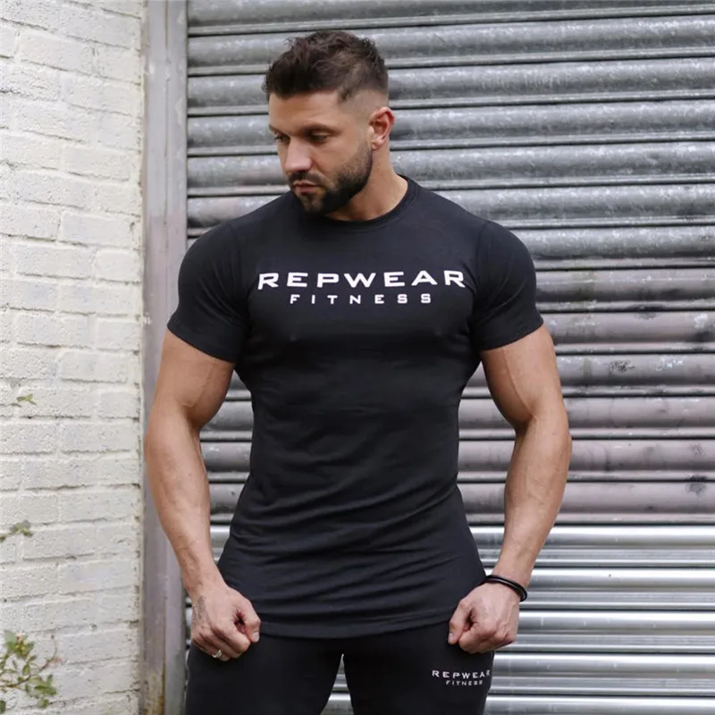 

2021 New summer men shirt gym fitness men t-shirt brand clothing Sports t shirt male print short sleeve Running t shirt men