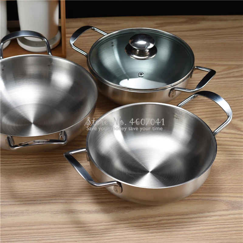 18 см/20 см/22 см нержавеющая сталь Hotpot плоское дно кастрюля для приготовления пищи горшок для Раков морепродуктов кухонный кастрюля для индукционной плиты