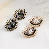 925 silver earrings gothic retro eye stud earrings shiny rhinestone pearl earrings for women girls party jewelry gifts