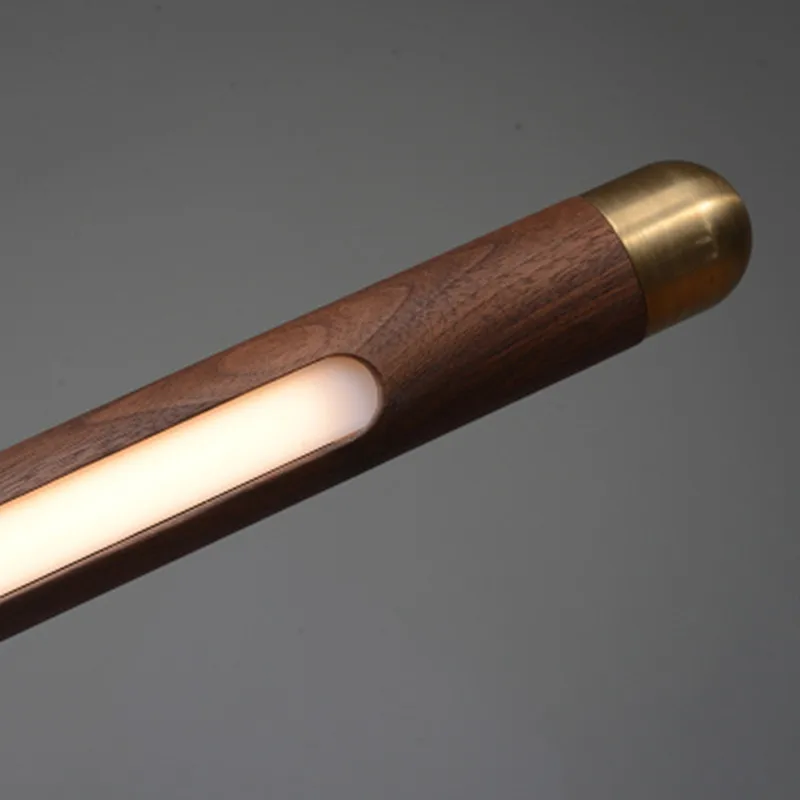 

Designer Nordic Restaurant Bar Wood Pendant Lights Black Walnut Minimalist Long Strip Led Hanglamp Home Decor Dining Room Lights