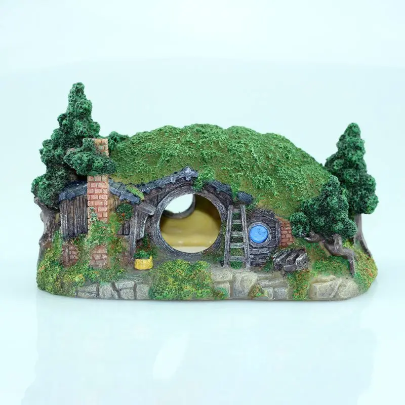 

house View Aquarium Rockery Hiding Cave Tree Fish Tank Ornament Decoration K3NA