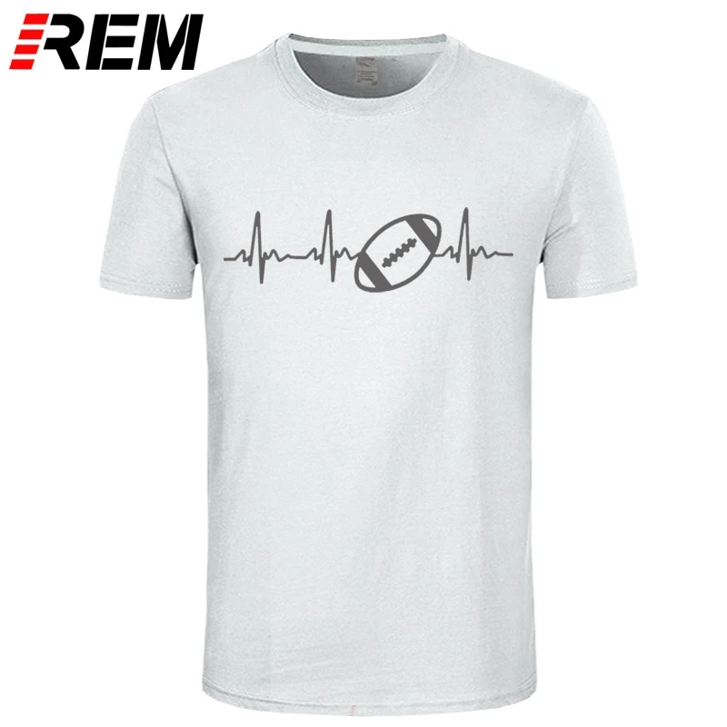 Мужская футболка с коротким рукавом REM Heartbeat of American footballer хлопковая Футболка Rugbyer