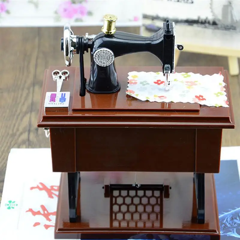 Musical Sewing Machine Music Box Vintage Retro Clockwork Table Desk Decoration Toy Gift for Children | Дом и сад