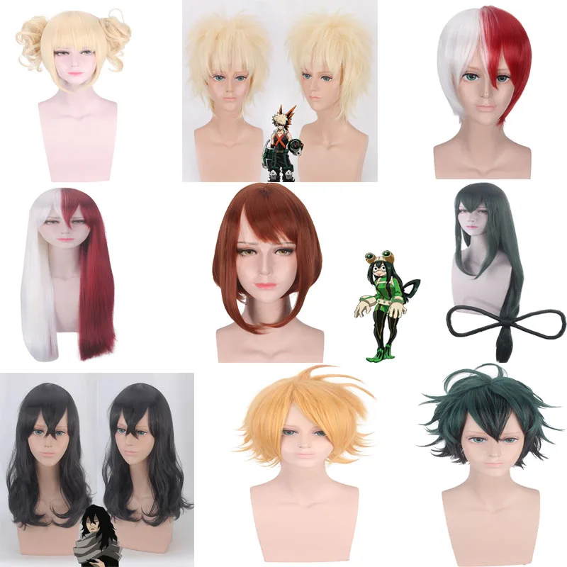Boku no Hero academic Косплей костюмы My Midoriya Izuku Todoroki Shoto парик красные/белые волосы