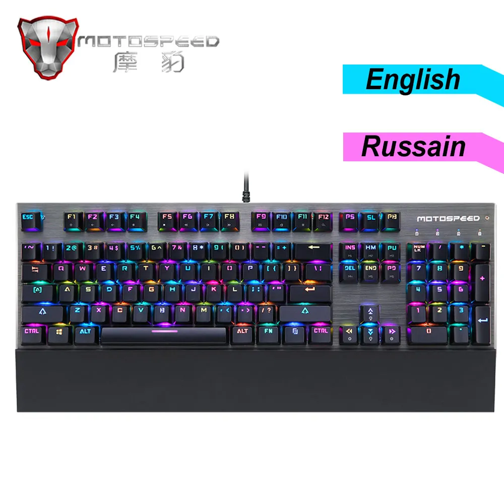 

Игровая механическая клавиатура Motospeed CK108, 104 клавиш, подставка для рук, RGB-подсветка, USB, Настольная игровая клавиатура для компьютера