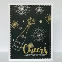 2020 happy new year wine bottle and goblet stamps and dies diy cards album making scrapbooking embossing clear stamps cheers die