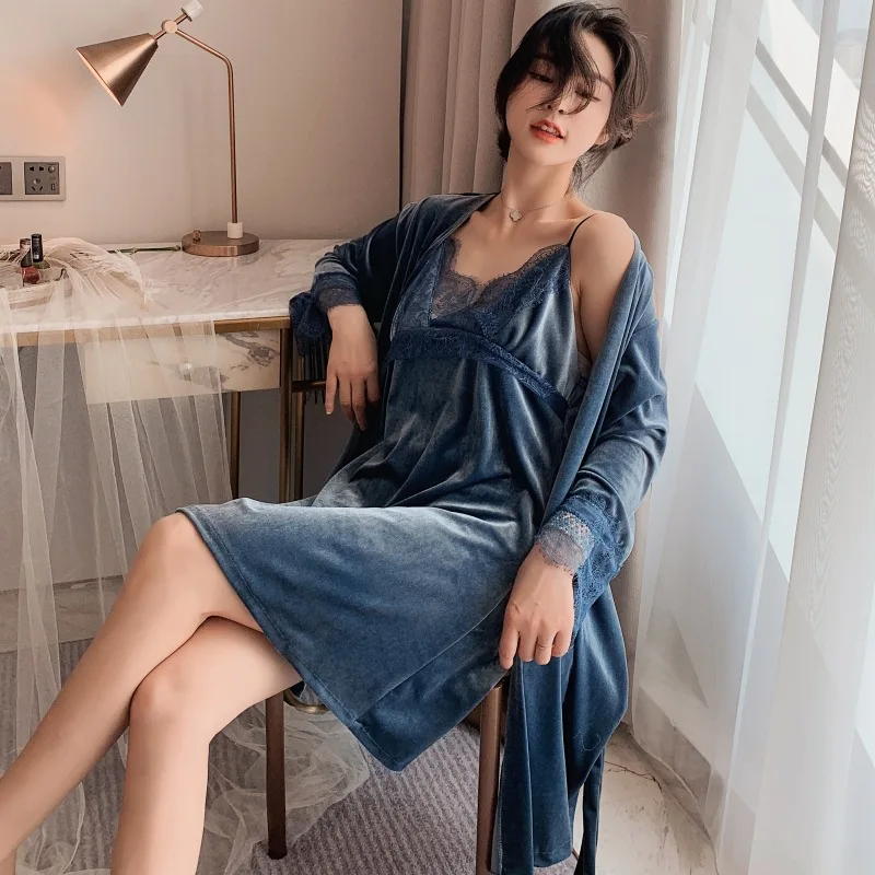 Женский бархатный халат и MECHCITIZ роскошный кружевной пикантный с v-образным