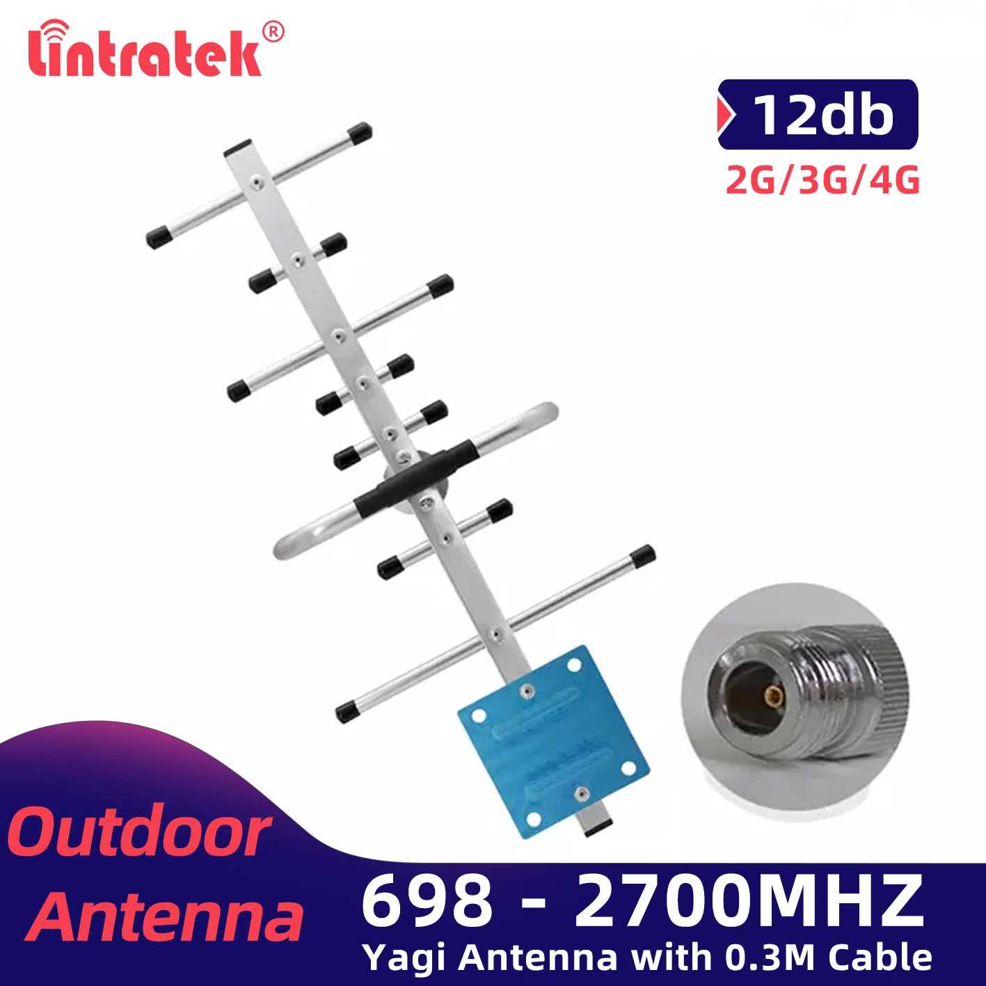 Lintratek 2G 3G Yagi наружная 4G антенна 698 2700 МГц подходит для GSM UMTS LTE WCDMA ретранслятор