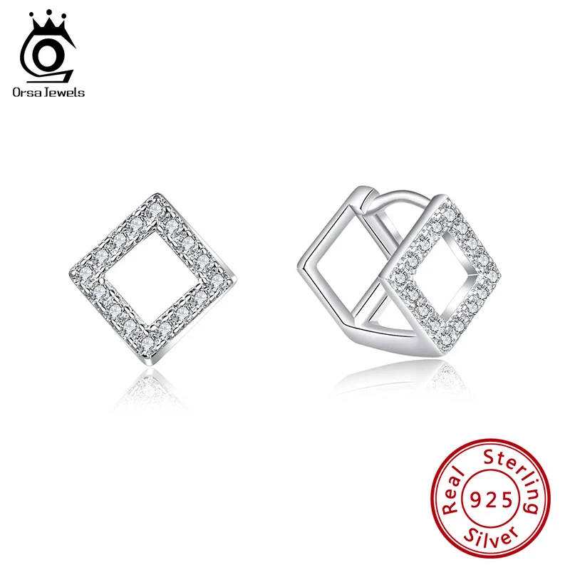 ORSA JEWELS S925 изысканные женские серьги последние стерлингового серебра геометрическая форма серьги милые повседневные ювелирные изделия для торжественного случая SE188