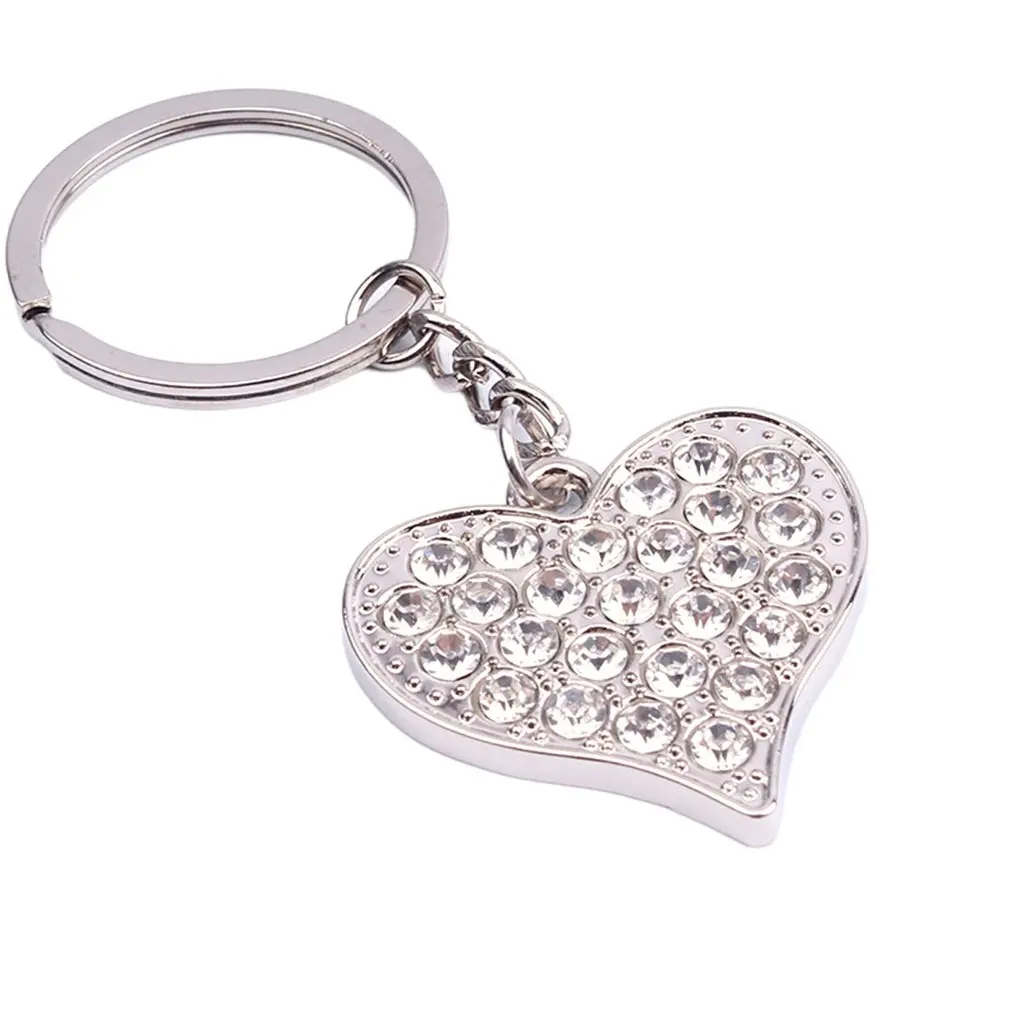 

Металлическая в форме сердца брелок для ключей со стразами из металла высокого качества с украшением в виде кристаллов точки горный хруста...