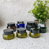 15g 30g 50g matte amber green blue black glass refillable beauty cream jar pot with aluminum lid travel vials cosmetic container