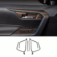 for toyota rav4 2019 2020 abs wood grain car door interior decoration strip cover trim car styling auto accessories 4pcs