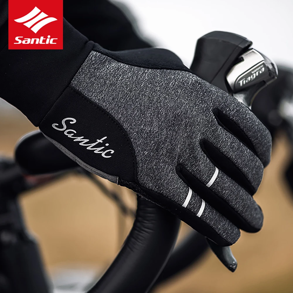 Santic-guantes TÃ©rmicos de invierno para ciclismo, manoplas de dedo completo para pantalla...