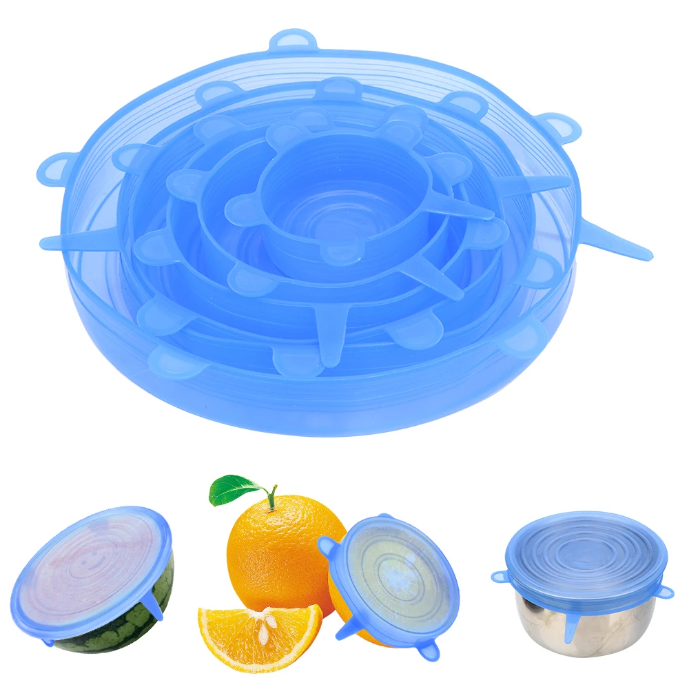 HILIFE Keeping Fresh Seal Pan Cooking 6 Pcs Silicone Stretch Lids Bowl Pot Lid Cover Reusable Food Wrap | Дом и сад