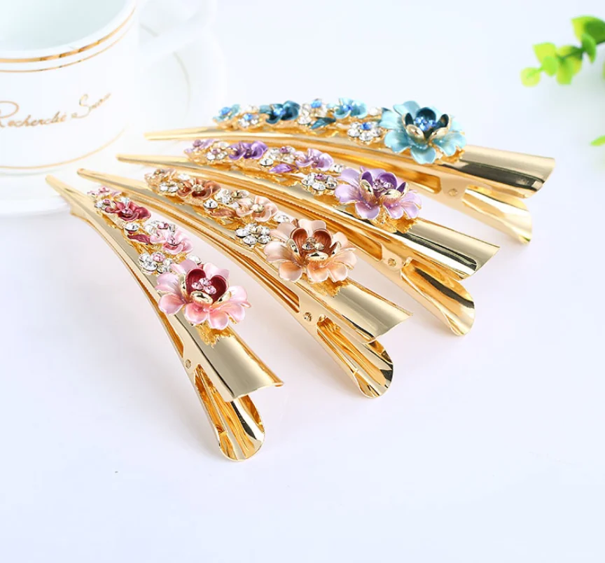 Earofcorn Retro Gun Gray Gold Color Flower Headdress Rhinestone Leaf Hairpin Elegant Woman Hair Jewelry Accessories | Украшения и