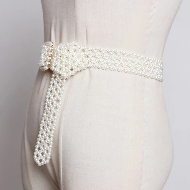 Fullyoung Fashion Woman Belts for Dress Elegant Pearl Girdle Female Matching Dress Shirt Waist Chain Decoration Jeans Fur Belt