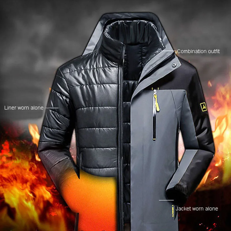 Зимняя Лыжная куртка для мужчин Толстая теплая ветрозащитная водонепроницаемая