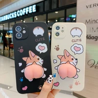 squishy funny corgi buttocks phone case for iphone 13 12 11 pro max xr xs x 7 8 plus se 2020 cute 3d stress reliever soft cover