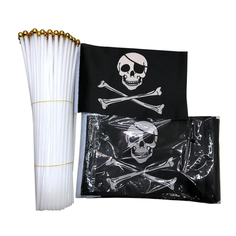 10 шт./лот Череп и крест кросс кости Jolly Roger пиратские руки флаг 21x14 см|Флаги баннеры