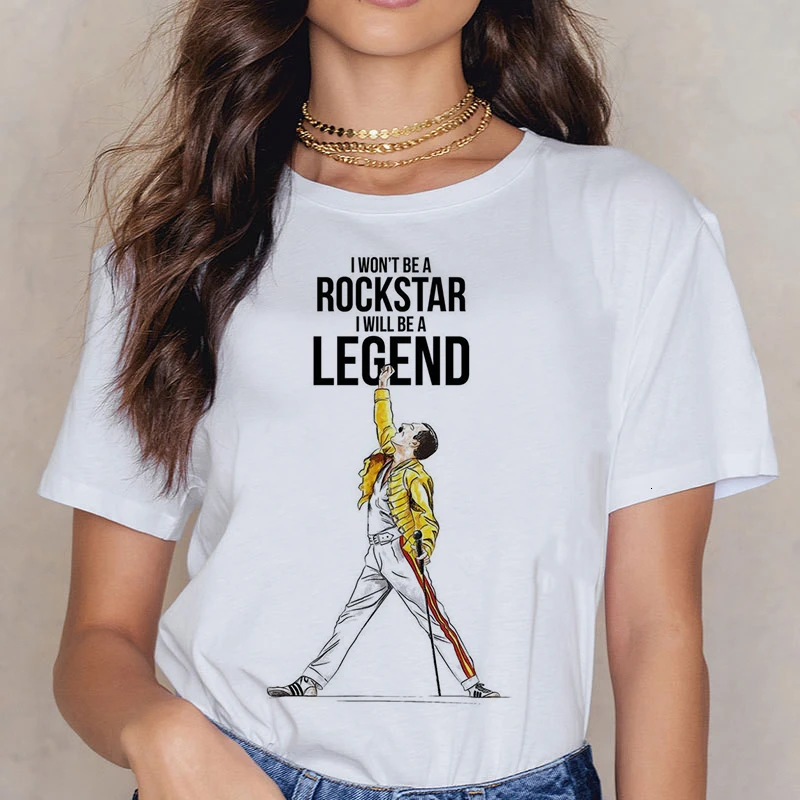 Футболка Freddie Mercury Queen Band женская винтажная Модная рубашка в стиле Харадзюку топ 90