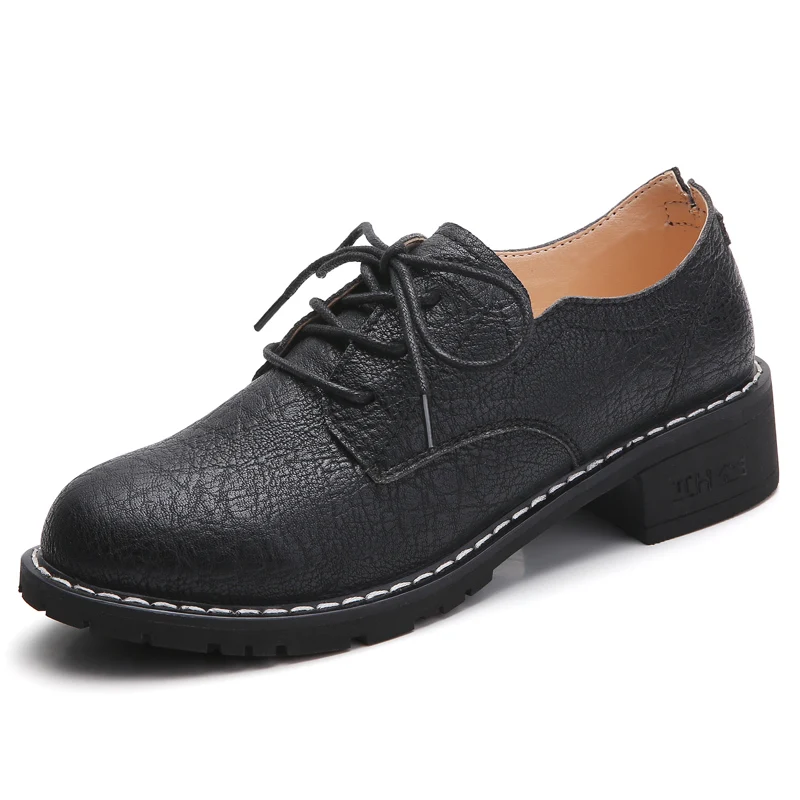 1208 Black CEZZA; коллекция года; осенние женские туфли-лодочки; женские повседневные кожаные туфли на шнуровке; Женские рабочие туфли-оксфорды на среднем каблуке - Цвет: 1208 Black