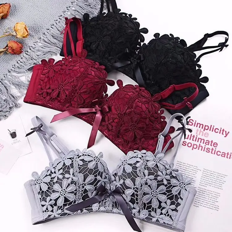 Бюстгальтер пуш-ап кружевной с вышивкой 3/4 чашечки | Женская одежда