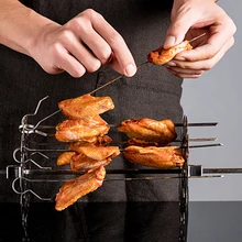 Stainless Steel Rotating Skewer System Electric Oven Accessories Fits for Home Any Rotisserie Grill Rods DO