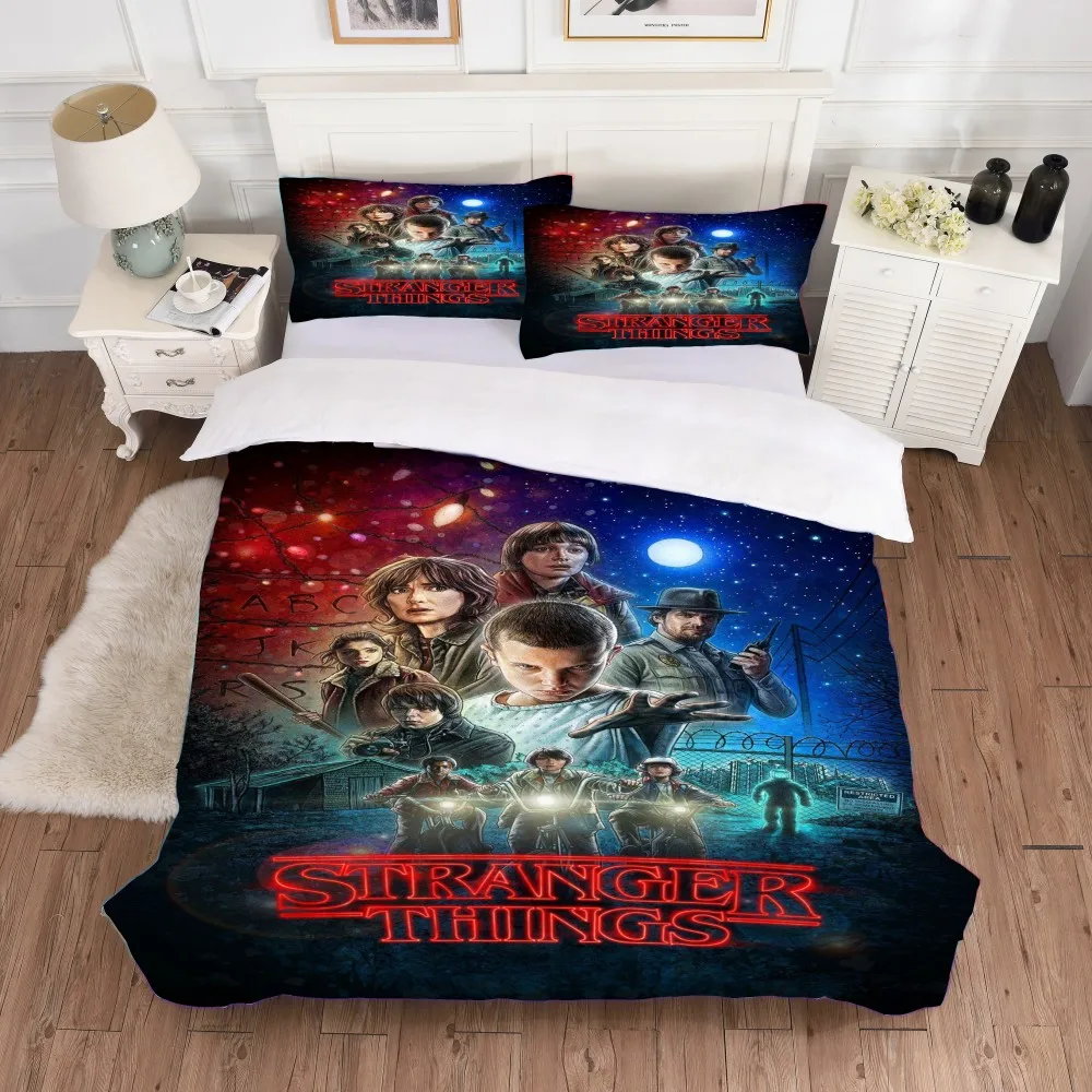 

3D Printed Stranger Things Duvet Cover Set Anime Cartoon Bedclothes Colorful Comforter Bedding Linens Twin Full Queen King Size