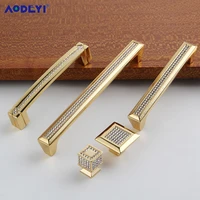 24k real gold sliver crystal drawer cabinet pulls handles diamond wine wardrobe decotation furniture knobs dresser pull handle