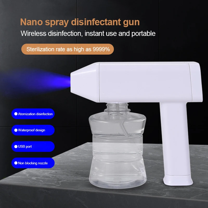

Wireless Electric Disinfection Sprayer Handheld Portable USB Rechargeable Nano Atomizer Home Disinfection Steam Spray Gun 300ml