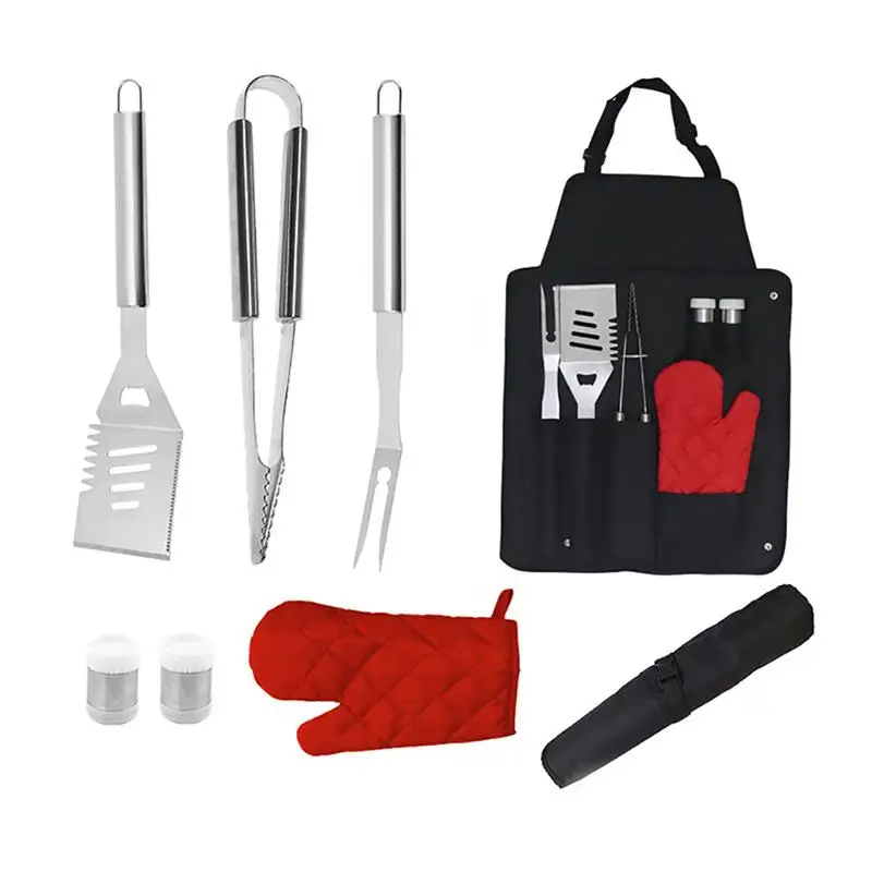 

Grilling Tools BBQ Tools Set Grill Accessories Stainless Steel Barbecue Accessories With Storage Bag Apron For Outdoor Camping