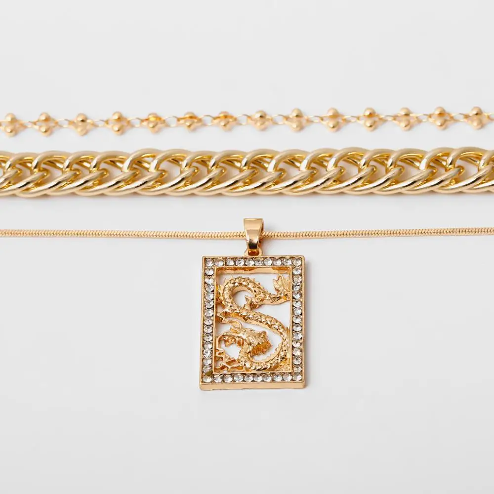 3 шт. мужские ожерелья чокер с драконом набор женских колье в стиле панк со льдом