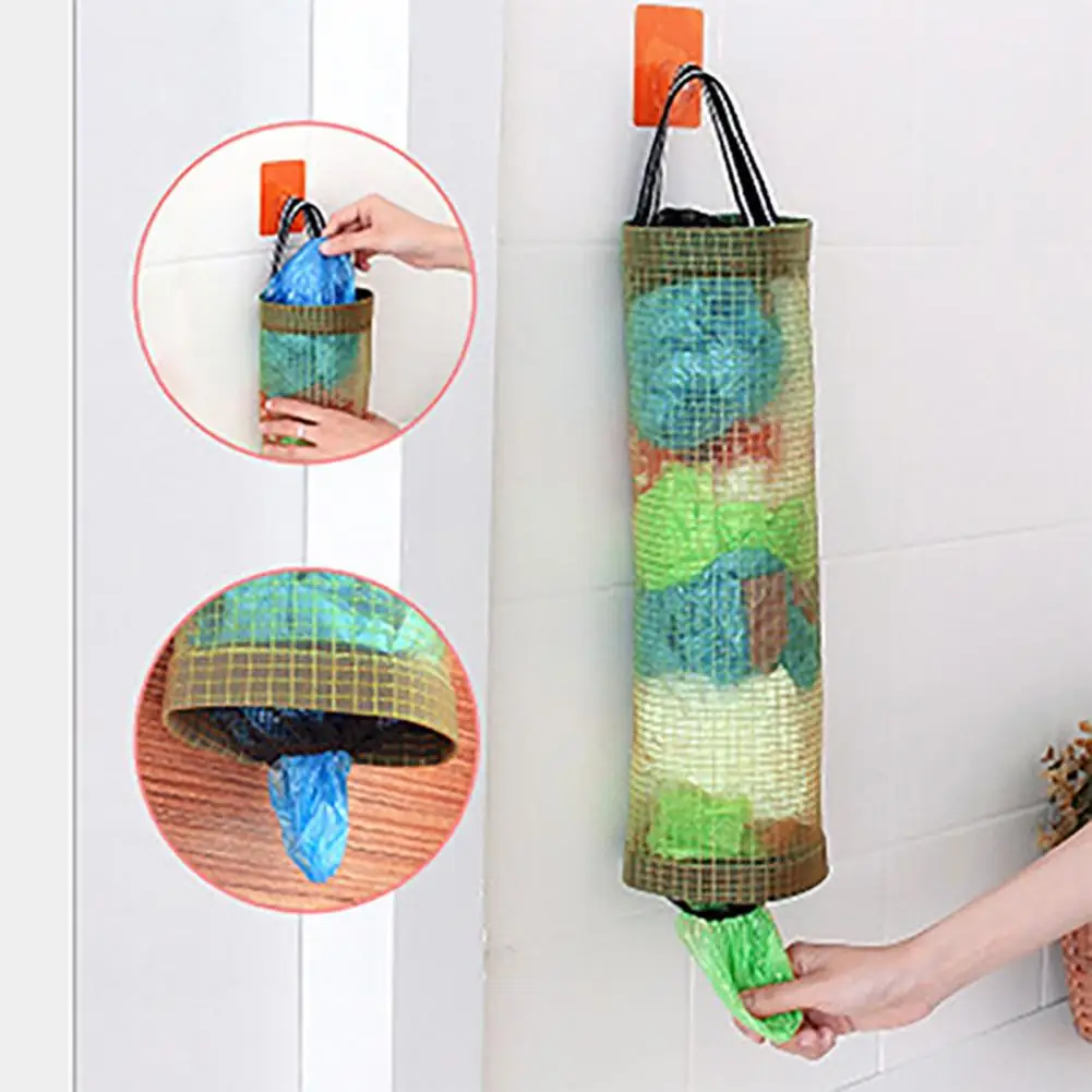 

Kitchen New Home Grocery Bag Holder Wall Mount Storage Dispenser Plastic Organizer Novel hanging garbage bag