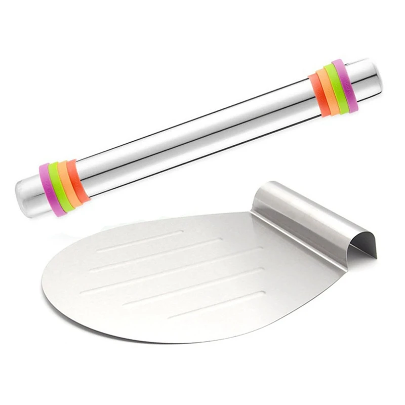 

1PCS Baking Tools Stainless Steel Transfer Cake Tray With Adjustable Stainless Steel Rolling Pin Dough Roller