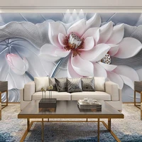 custom any size 3d wall murals wallpaper lotus relief living room sofa tv background home decor painting flower papel de parede