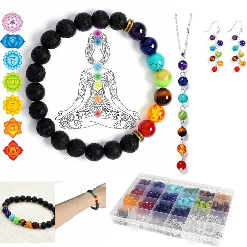 Набор аксессуаров для чакр комплект из 7 элементов бусины с растягивающимися