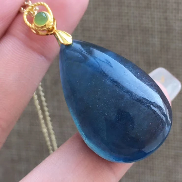 Натуральный темно синий Аквамарин кулон для женщин и мужчин новый подарок 32 7x20x11