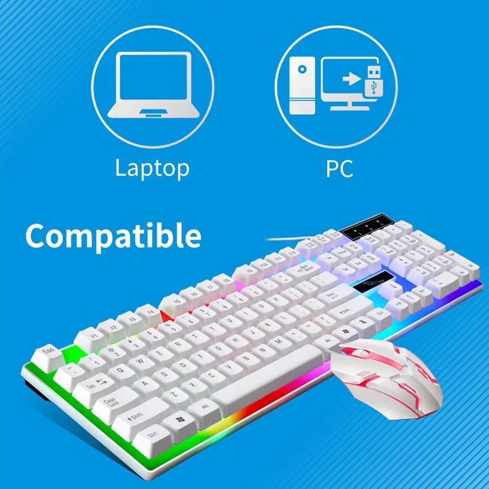 

2 шт./компл. G21B USB Проводная игровая клавиатура Мышь комплект ПК Красочный светодиодный подсветкой Механическая геймерские Мышь и клавиатур...
